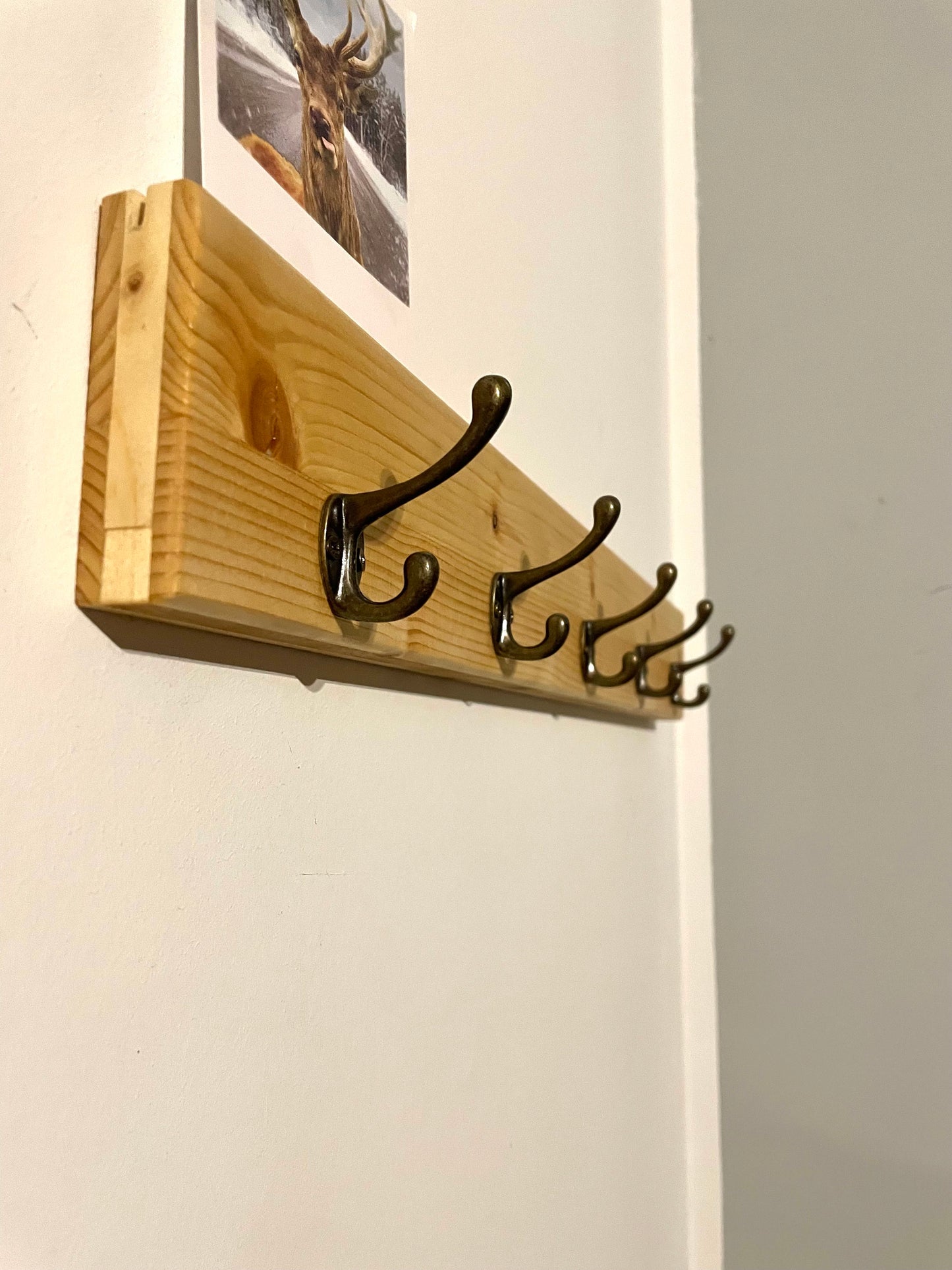 Wandgarderobe, Wandregal mit Haken, Garderobenleiste mit Bilderhalter Fotoleiste
