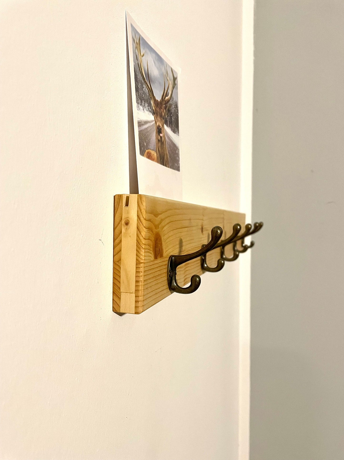 Wandgarderobe, Wandregal mit Haken, Garderobenleiste mit Bilderhalter Fotoleiste