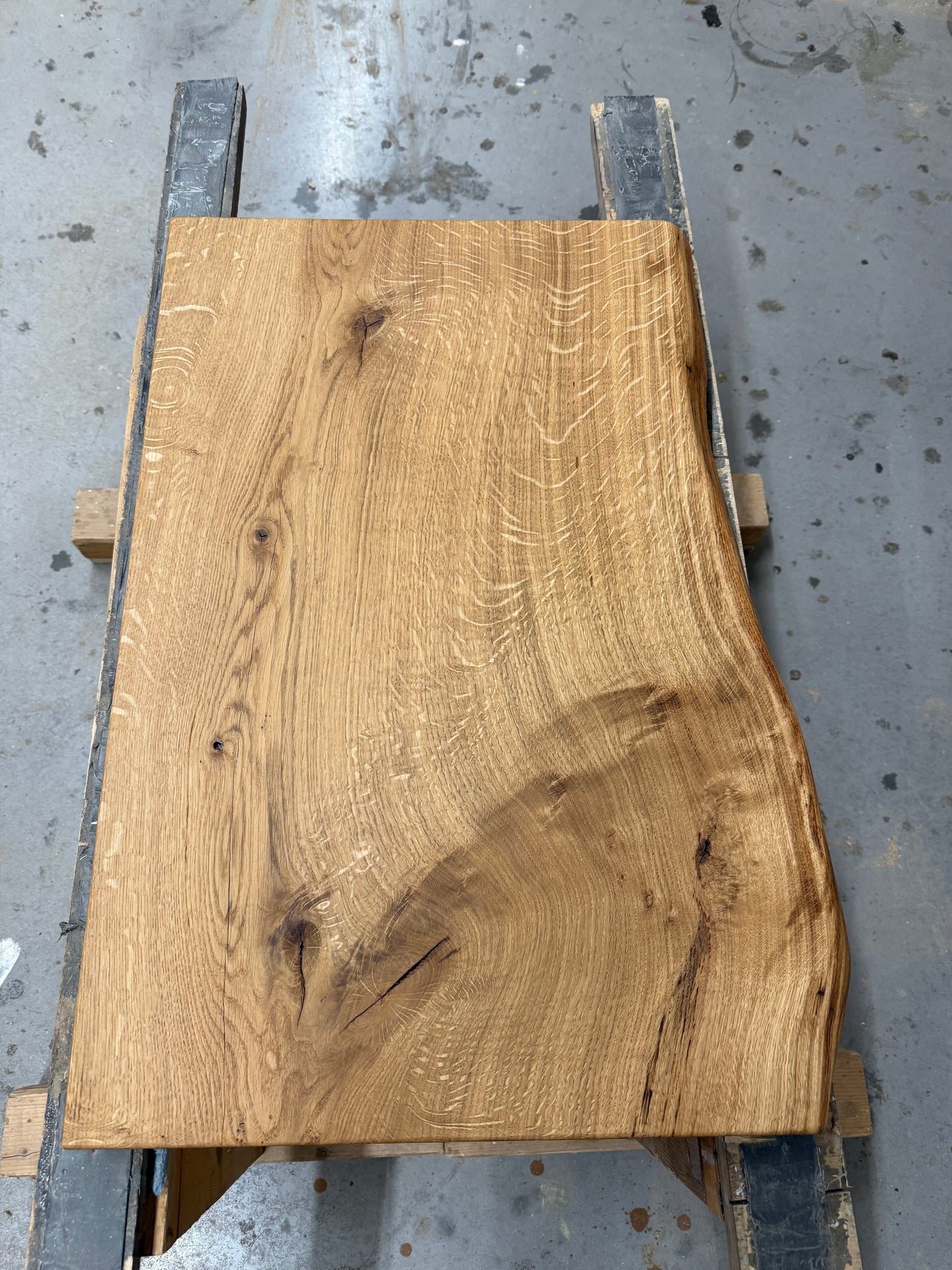 Waschtischplatte aus Eichenholz - Materialstärke 3,5-4cm - Massivholzplatte geölt - Rustikale Holzplatte - Eiche bis 120cm Länge - Holz