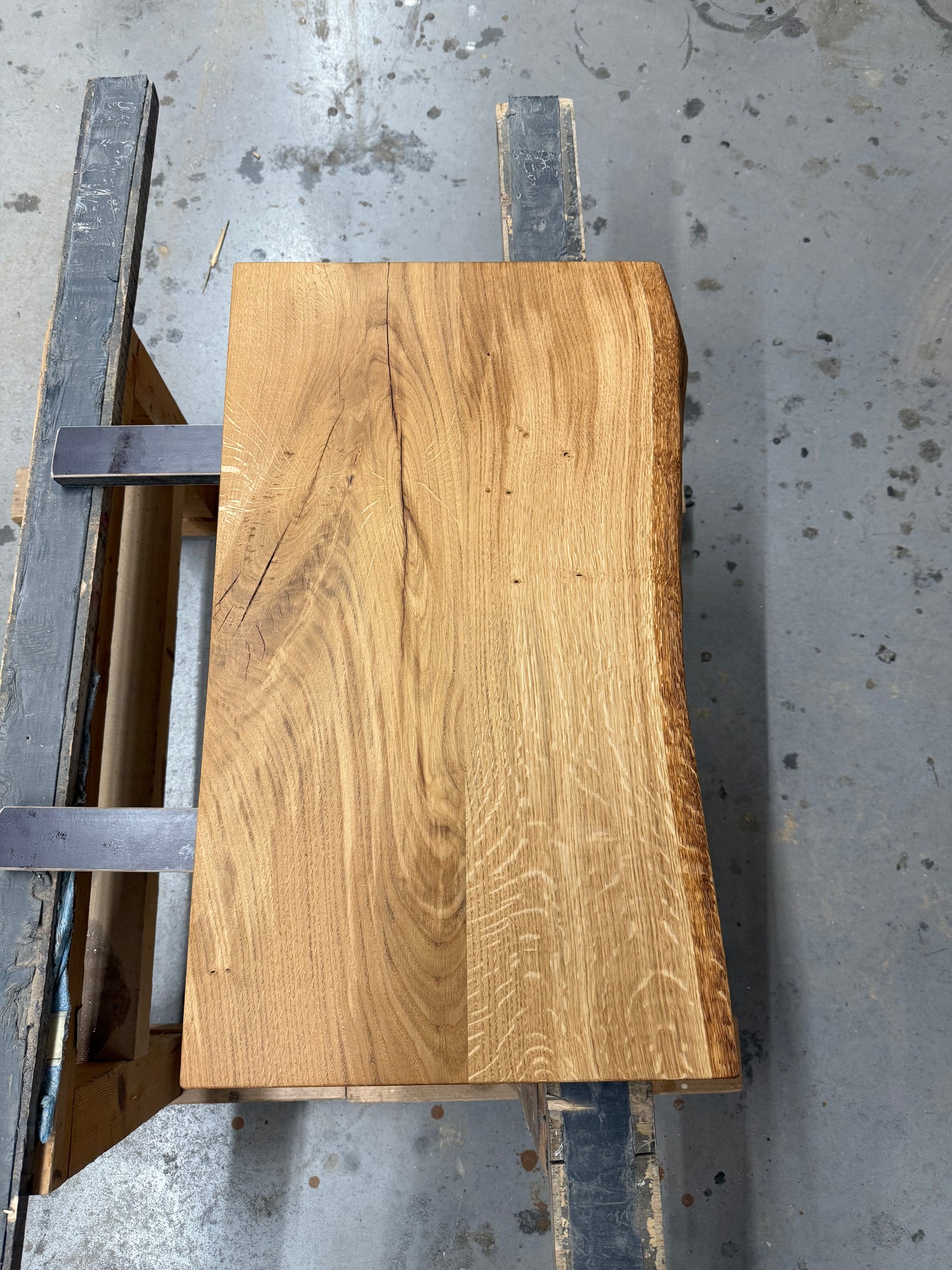Waschtischplatte aus Eichenholz - Materialstärke 3,5-4cm - Massivholzplatte geölt - Rustikale Holzplatte - Eiche bis 120cm Länge - Holz