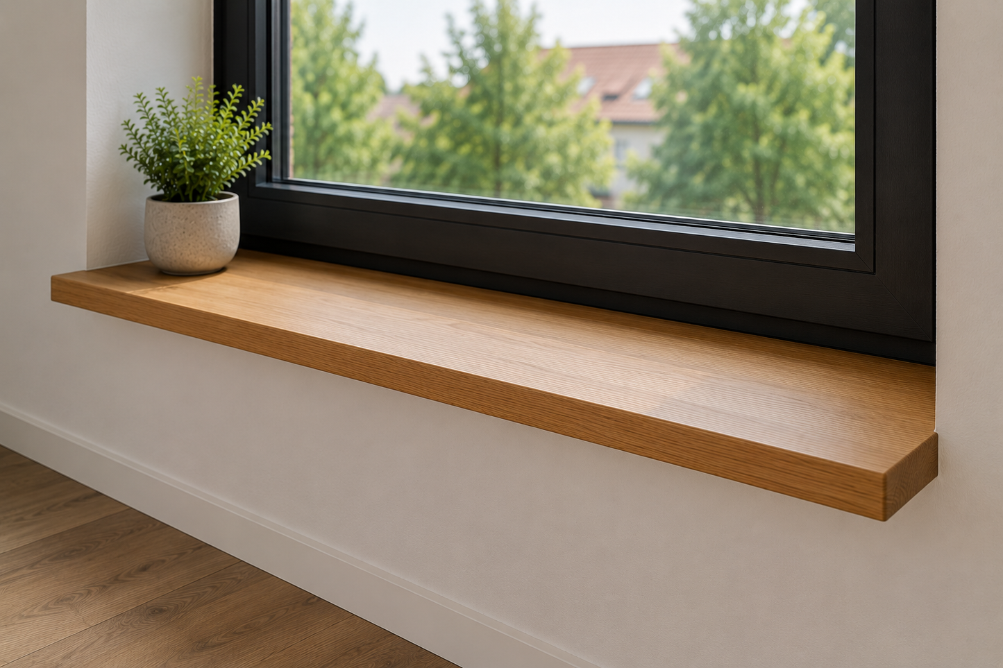 Eiche Fensterbank massiv | Geölt | Waldkante oder gerade Kante | 28–33 mm | Fensterbrett nach Maß | Deutsche Eiche |Individuelle Anfertigung