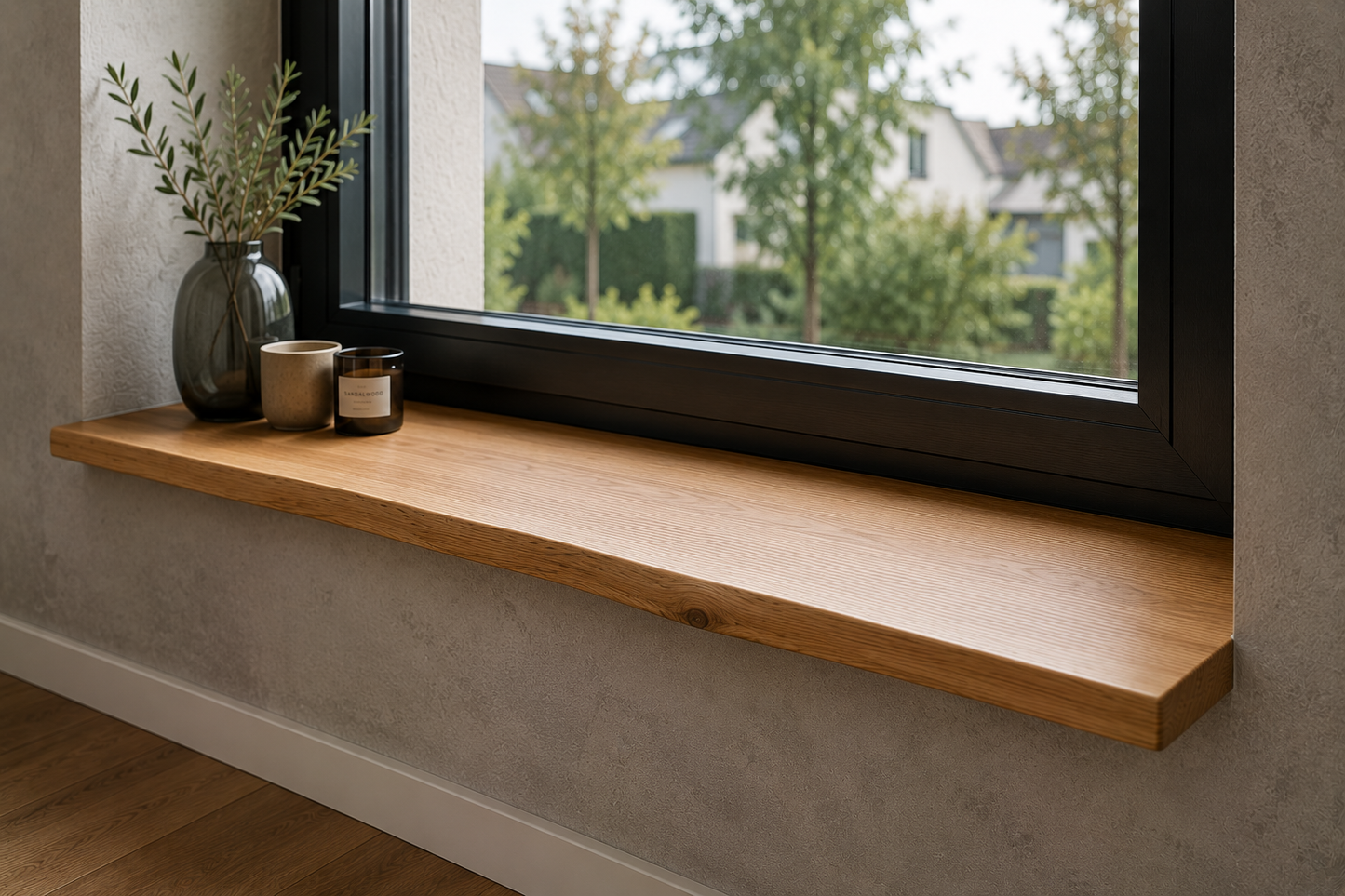 Eiche Fensterbank massiv | Geölt | Waldkante oder gerade Kante | 28–33 mm | Fensterbrett nach Maß | Deutsche Eiche |Individuelle Anfertigung