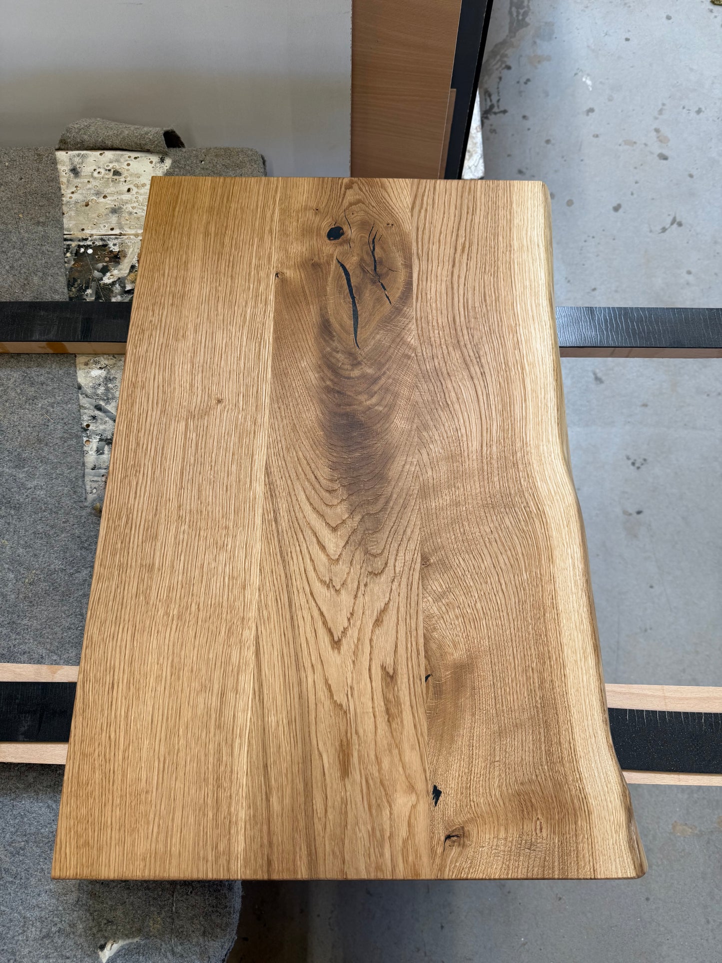 Waschtischplatte aus Eichenholz - Materialstärke 3,5-4cm - Massivholzplatte geölt - Rustikale Holzplatte - Eiche bis 120cm Länge - Holz